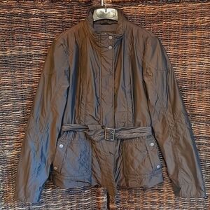 Geox Respira Women's 8 Bronze Jacket Shimmery Quilted Belted Coat Brown Italy